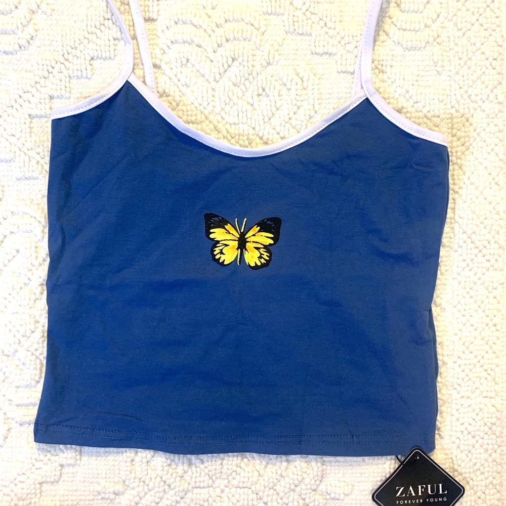 BRAND NEW Zaful blue butterfly tank top 🦋
